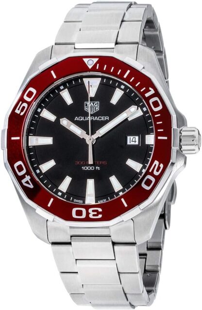 Tag Heuer Aquaracer Black Dial Stainless Steel Men's Watch WAY101BBA0746, Diving Watch