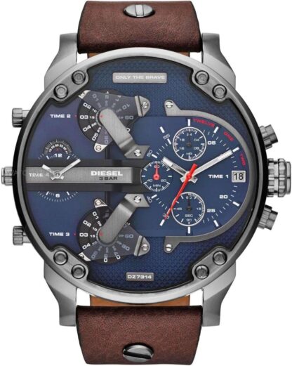 Diesel Watch for Men Mr. Daddy 2.0, Multifunction Movement, Stainless Steel Case with a Leather Strap - Image 5