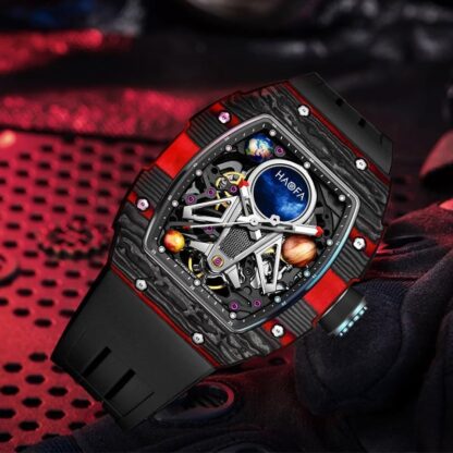 Haofa Automatic Mechanical Watch for Men 3D Planet Interstellar Hollow Watch Carbon Fibre Bezel Sapphire Waterproof Luminous Men's Watch Business Casual Watch 1971 - Image 5