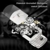 Fowllei Mirren Diamond Wrist Watch for Men, Mechanical Automatic Watch Waterproof Wrist Watch for Women Analog Watch Thousand Diamond Luxury Fashion Gift Barrel Analog Watch - Image 4