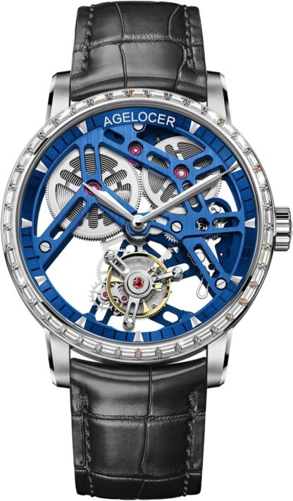 AGELOCER Double-Sided Hollow Flying Tourbillon Suspension-Free Mechanical Luxury Watch for Men Dating Dressing Business Gift Light Extravagance Classic