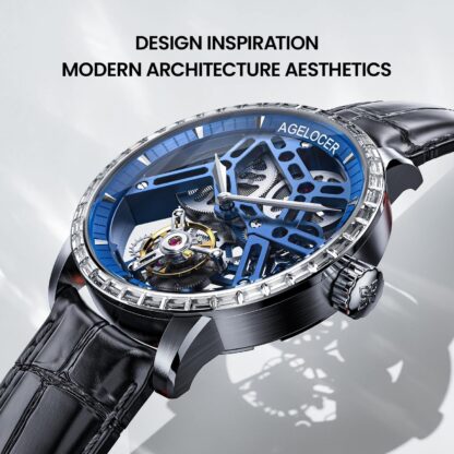 AGELOCER Double-Sided Hollow Flying Tourbillon Suspension-Free Mechanical Luxury Watch for Men Dating Dressing Business Gift Light Extravagance Classic - Image 2