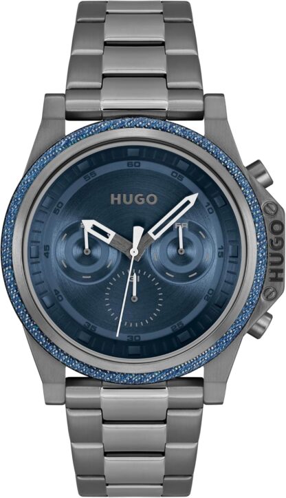 HUGO Analogue Multifunction Quartz Watch for Men Brave Collection with Stainless Steel Bracelet