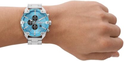 Diesel Chronograph Watch for Men Spiked, Stainless Steel Watch with stainless steel bracelet, 49mm case size - Image 2