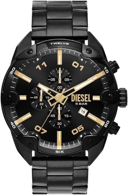 Diesel Chronograph Watch for Men Spiked, Stainless Steel Watch with stainless steel bracelet, 49mm case size - Image 6