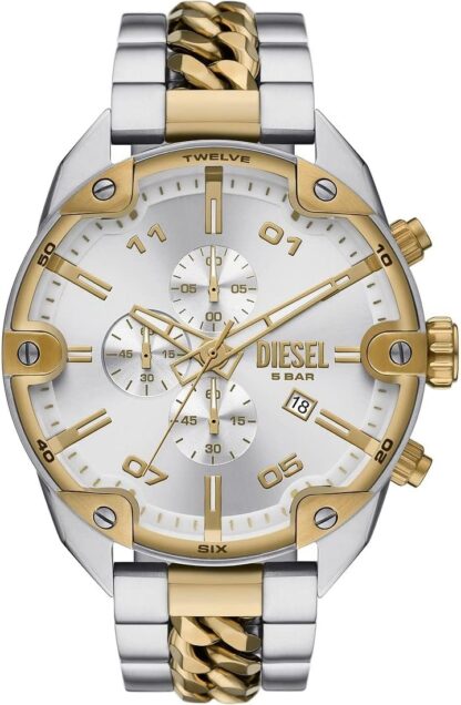 Diesel Chronograph Watch for Men Spiked, Stainless Steel Watch with stainless steel bracelet, 49mm case size - Image 15