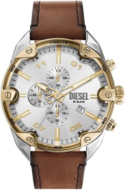 Diesel Chronograph Watch for Men Spiked, Stainless Steel Watch with stainless steel bracelet, 49mm case size - Image 23