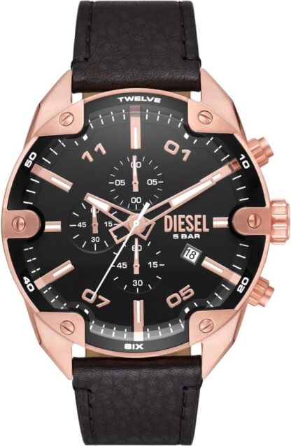 Diesel Chronograph Watch for Men Spiked, Stainless Steel Watch with stainless steel bracelet, 49mm case size - Image 33