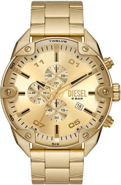 Diesel Chronograph Watch for Men Spiked, Stainless Steel Watch with stainless steel bracelet, 49mm case size - Image 42