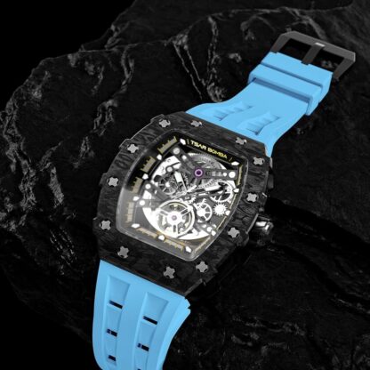 TSAR BOMBA Luxury Mens Automatic Mechanical Watches - Japanese Movement Sapphire Glass - 50M Waterproof Men's Watch - Square Wrist Watches Silicone Band Luminous Elegant Gifts for Men TB8208 - Image 31