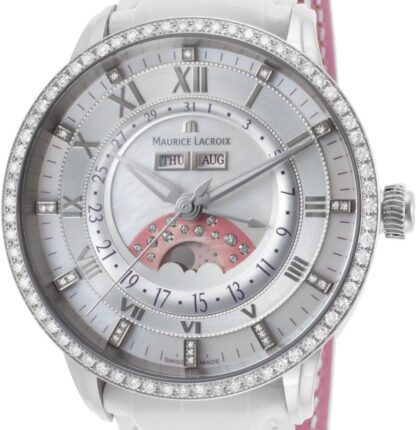 Maurice Lacroix Mp6428-Sd501-17E Women's Masterpiece Diamond Auto White Genuine Crocodile Mop Dial Ss Watch, mother-of-pearl, mother-of-pearl - Image 3