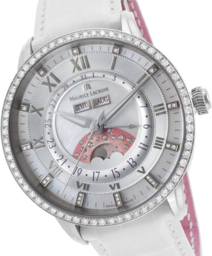 Maurice Lacroix Mp6428-Sd501-17E Women's Masterpiece Diamond Auto White Genuine Crocodile Mop Dial Ss Watch, mother-of-pearl, mother-of-pearl - Image 9