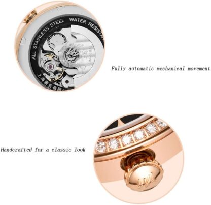 EIERFSKIOT Women's Automatic Wrist Watch Luxury Skeleton Mechanical Diamond Watches for Women Business Fashion Waterproof Ladies Watches - Image 4