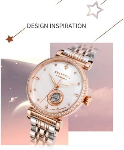 EIERFSKIOT Women's Automatic Wrist Watch Luxury Skeleton Mechanical Diamond Watches for Women Business Fashion Waterproof Ladies Watches - Image 5