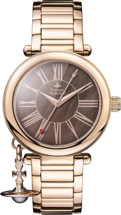 Vivienne Westwood Mother Orb Ladies Quartz Watch with Brown MOP Dial & Rose Gold Stainless Steel Bracelet VV006PBRRS