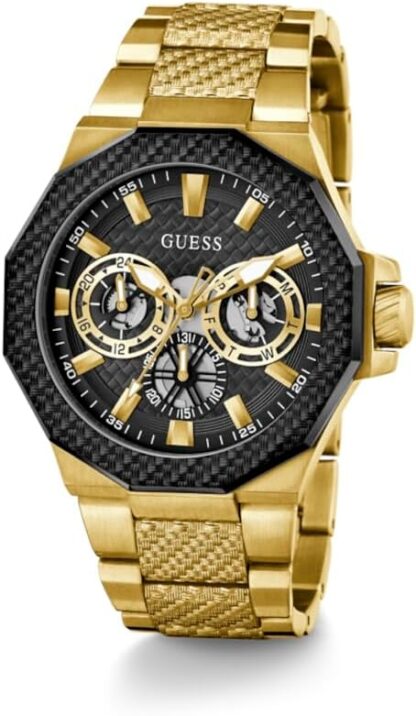 Guess Men's 45mm Watch - Gold Tone Bracelet Black Dial Two-Tone Case - Image 13