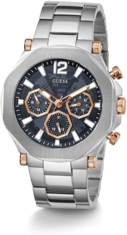 Guess US Men's Silver-Tone Cut-Through Multifunction Watch - Image 5