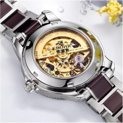 ooazbhy Dielianhua Series Women's Automatic Mechanical Watch, Light Luxury Diamond-Encrusted Waterproof Watch for Your Girlfriend, Red Plate Porcelain Steel [Classic and Charming] - Image 8